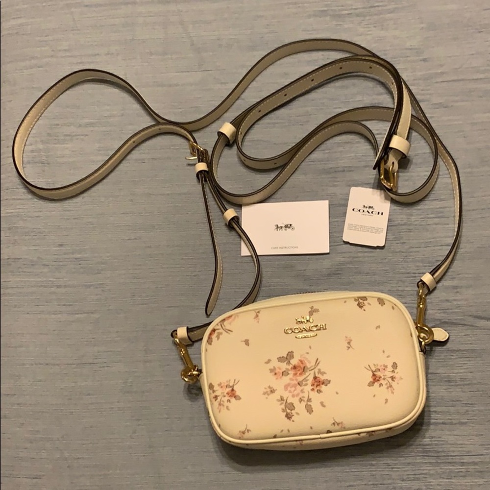 Coach canvas mini camera bag white with flowers